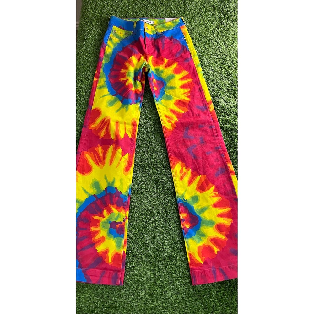 Ranch Dress'n Women Tie Dye Denim Trouser Jeans Multi Color Mid Rise Long 36" M